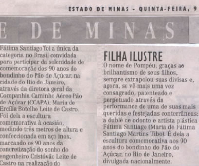 Jornal Estado de Minas – Pompéu – Filha Ilustre